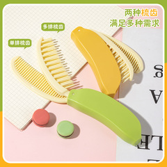 New Macaron Banana Foldable Comb Portable Mini Comb DIY Handmade Can Be Put in Bag Dual-Function Comb