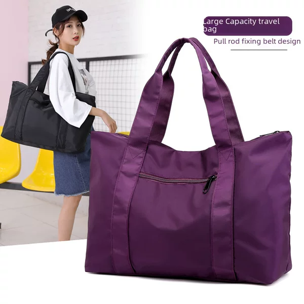 Fashionable New Japanese and Korean Simple Solid Color Handbag Shoulder Bag Nylon Waterproof Travel Bag Gym Bag Luggage Storage Bag