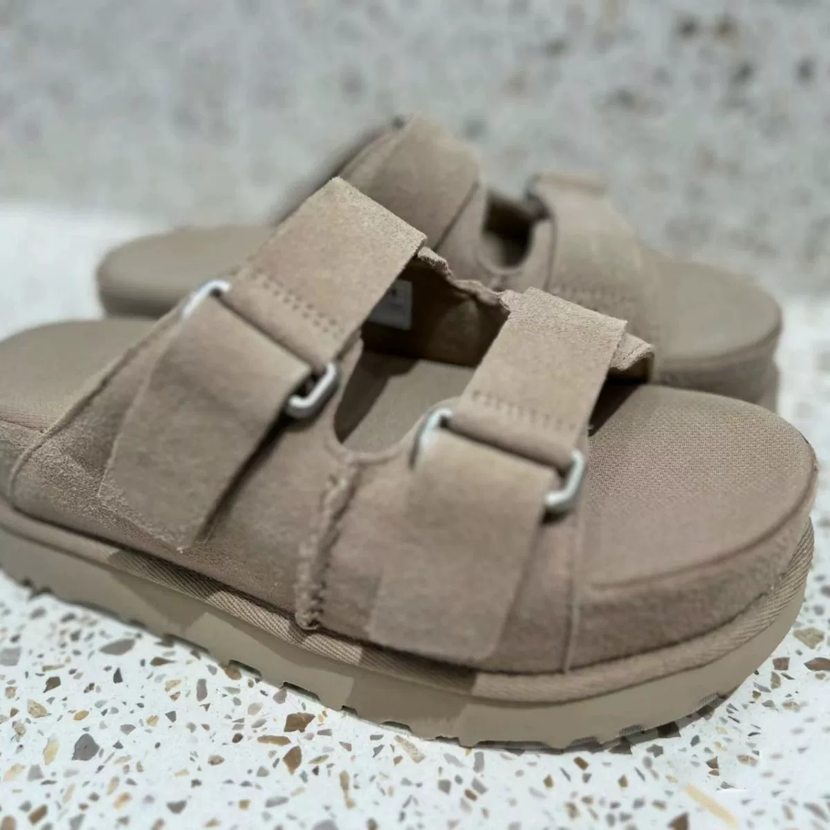 Platform velcro beach sandals, adjustable double straps, platform sole, sizes 34–40