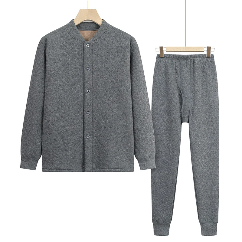Набор термобелья для людей среднего и пожилого возраста толстый и бархатный папа зимний кардиган воздушный хлопок осенние брюки