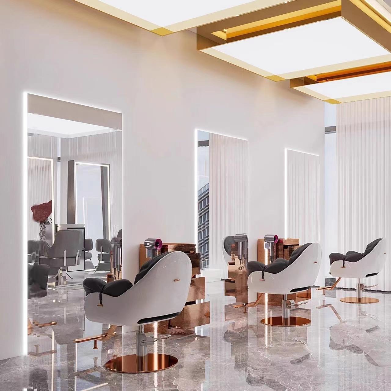 Espejo de peluquería con lámpara de línea para salón de peluquería, espejo de corte de pelo, espejo de pared, espejo de peluquería