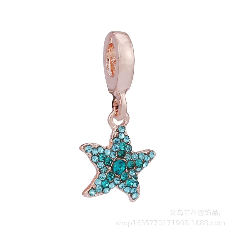 Rose gold crystal love and life tree pendant DIY women's bracelet accessories daisy charm star loose beads