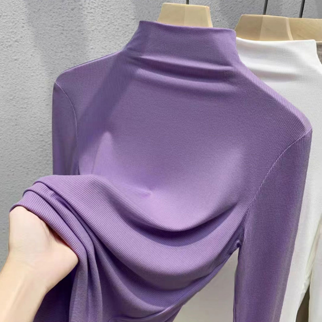 Women's High Neck Half Zip Base Layer Top - Long Sleeve Basic T-Shirt, Casual Slim Fit Blouse For Spring Autumn, Fashion Essential_voghion.com