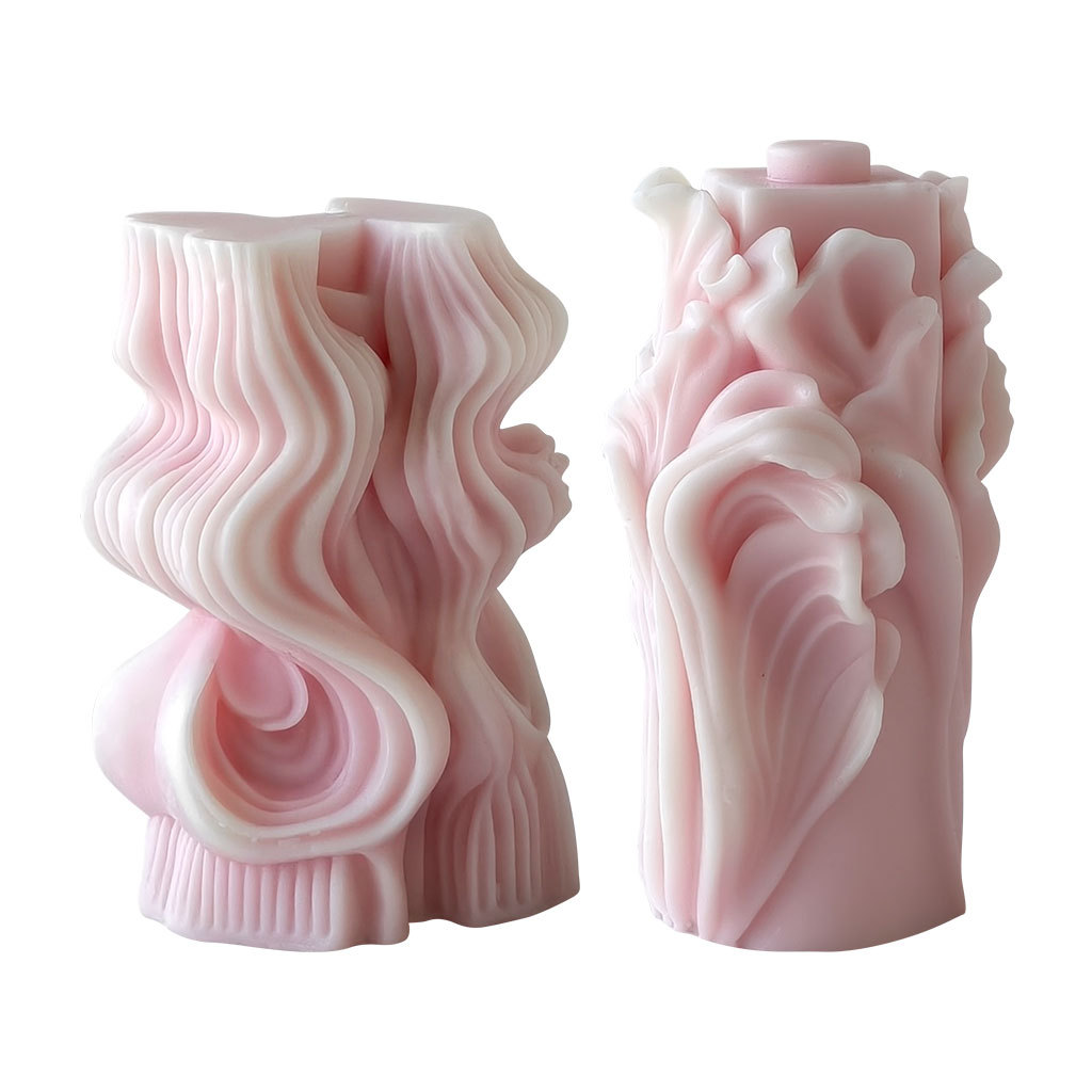 Jiahuimei Wave Pilar Molde de vela de aromaterapia Cilindro geométrico de bricolaje Abrasilado de yeso