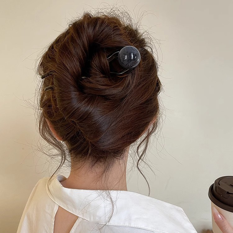 フレンチレトロU字型ヘアスタイルレディースハイエンドシンプルサマーボールヘアスタイルアクセサリー2025新作Lサイズ新作|undefined