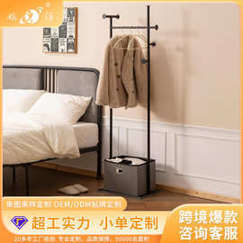 亚马逊跨境定制衣帽架独立式带储物篮重型衣架卧室客厅酒店晾衣架