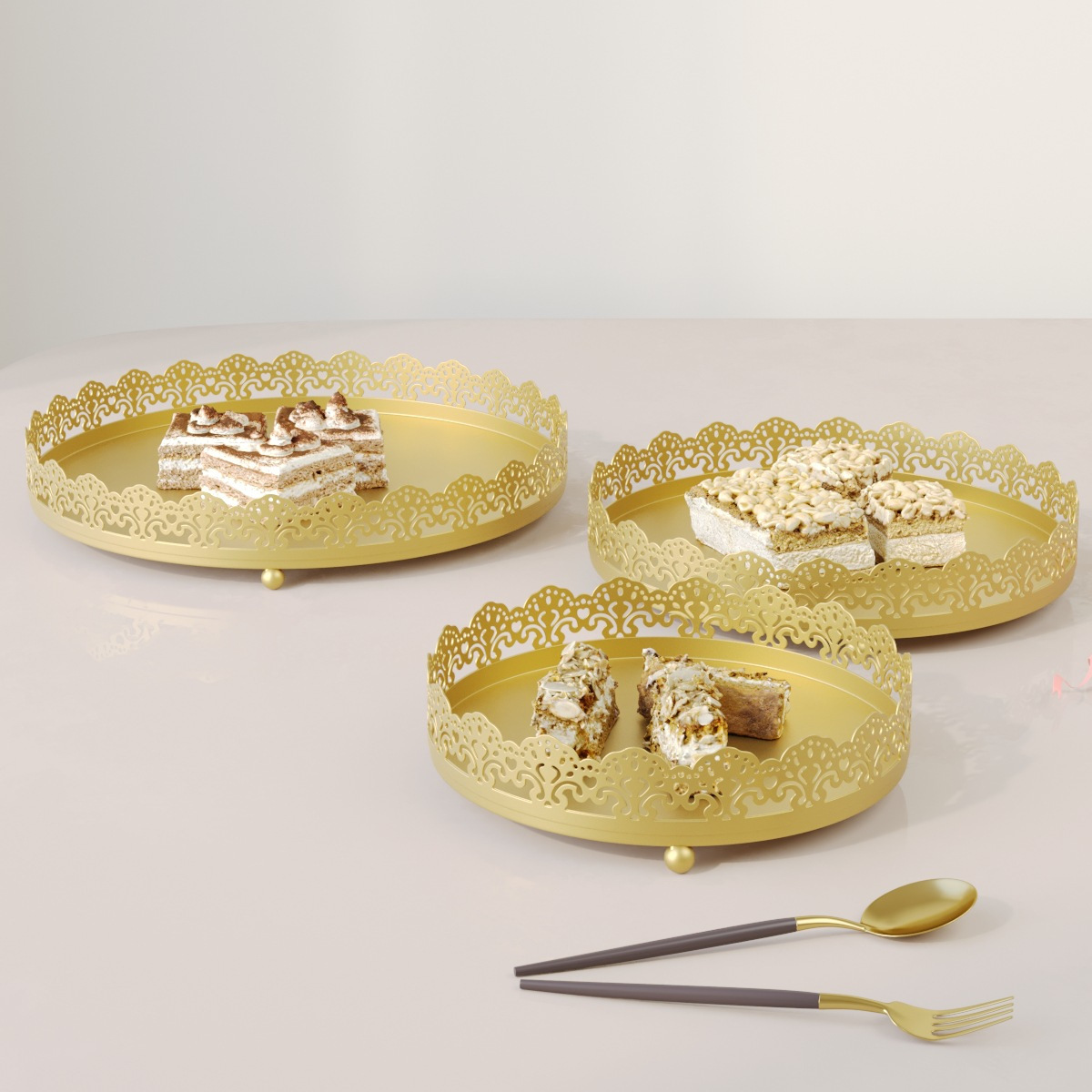 Juego de Soporte para Pasteles de Hierro para Mesa de Postres, Bodas y Cumpleaños