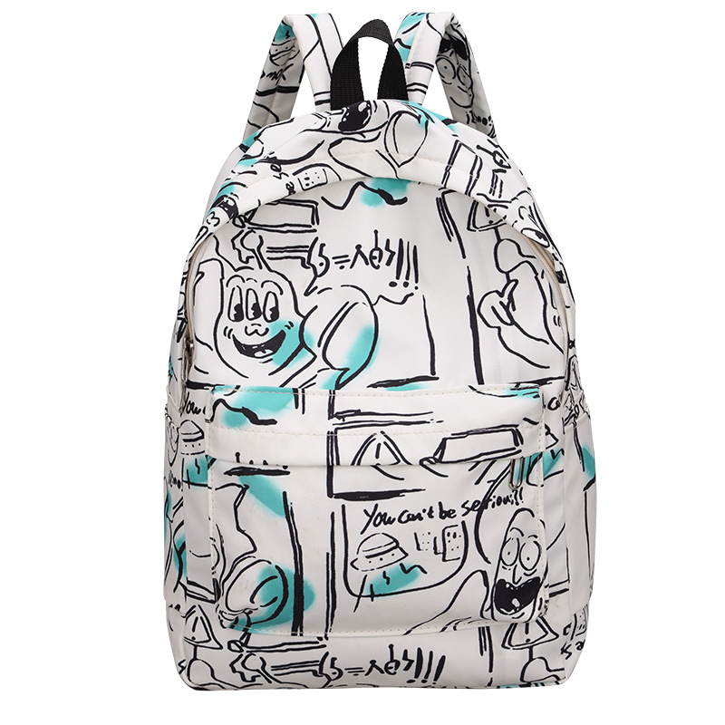 Moda mochila bolsa ins personalizado impreso graffiti estudiante universitario mochila de nylon moda casual todo a juego mochila para mujeres