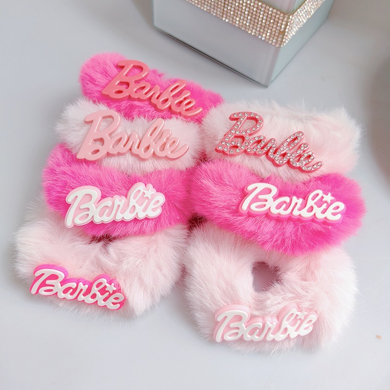 Dopamina dulce y picante Barbie Rosa mullida carta intestino grueso banda de pelo chica princesa cuerda de pelo Rosa rojo blanco tocado