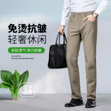 品牌休闲裤男士2025新款通勤百搭加绒加厚男裤中青年直筒长裤子潮