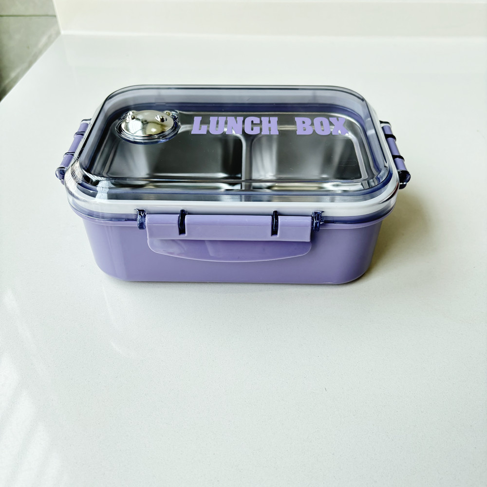 Leichte, luxuriöse Lunchbox aus Edelstahl 304 mit zwei Fächern, isolierte Lunchbox für Studenten und Büroangestellte in Lebensmittelqualität_voghion.com