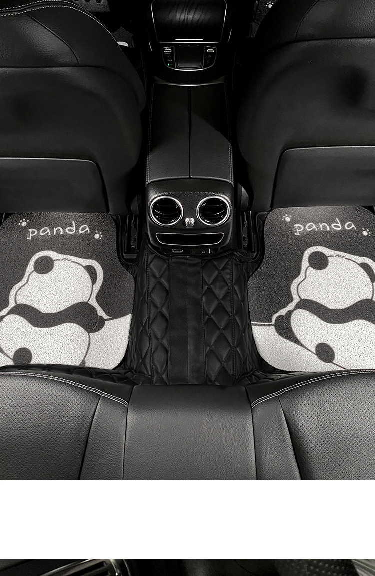 Cartoon Panda Car Mat Wire Ring Universal Single Piece Main Driving Anti-Dirty Decoration Car Mat Rear Pad