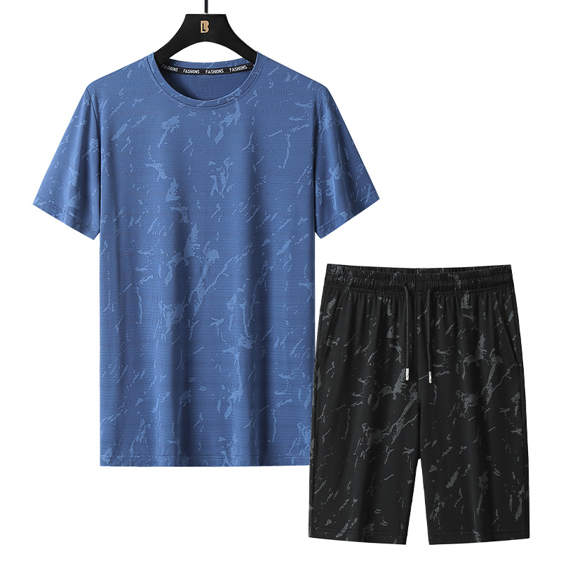 Cross-border M - 8XL traje casual grande hombre gordo traje de manga corta hombre de verano delgado pantalones cortos transpirables