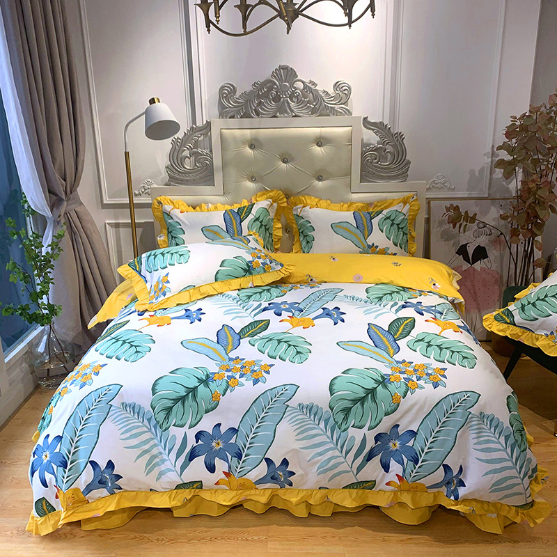 2021 Soft Cotton New products Korean lace 13376 sheet Double Four piece suit Manufactor wholesale