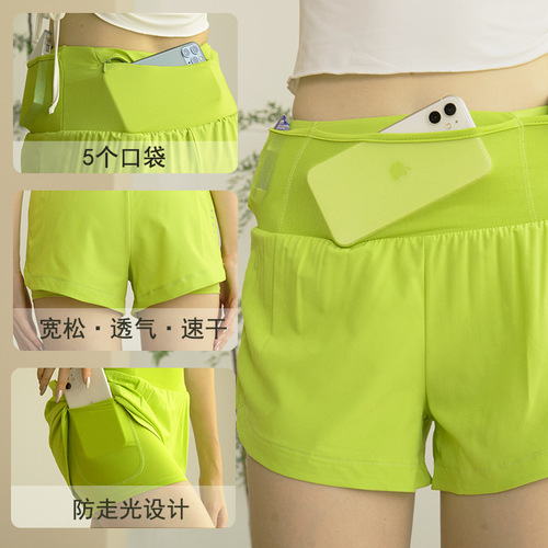 Summer short yoga pants anti-exposure fake two-piece foreign trade wholesale fitness yoga running quick-drying sports shorts for women