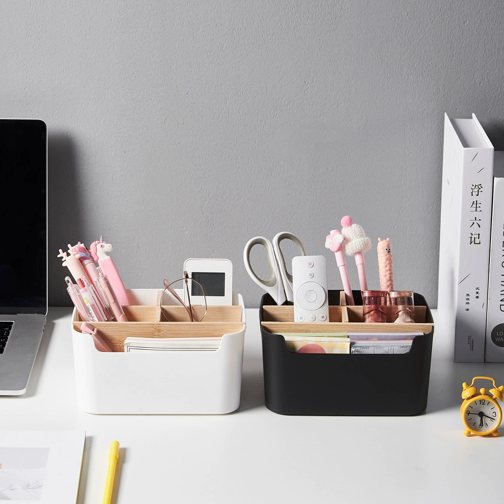 Desktop Organizer Storage Box, Bamboo-Partition Modular, 4–8 Cells, Compact 28×12×?