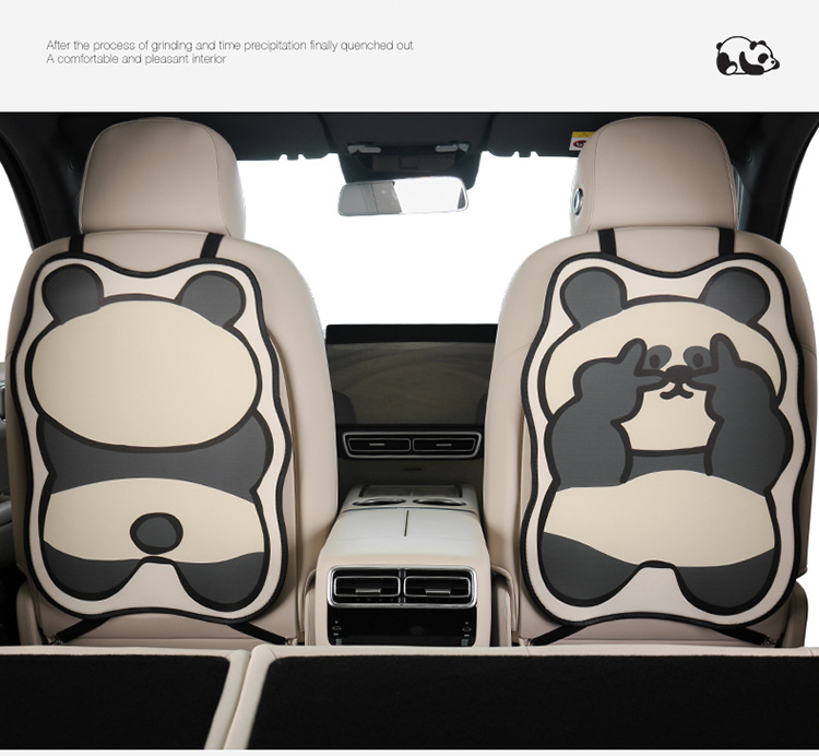 Cute Panda Cartoon Car Seat Back Anti-Kick Pad for Women, Car Seat Anti-Dirt Pad, Rear Seat Protector