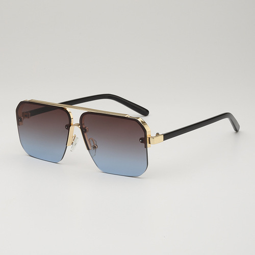 Square Metal Eyebrow Sunglasses 2024 New European and American Fashion Men and Women Half Frame Frog Sun Glasses 