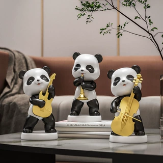 熊猫乐队电视柜酒柜树脂工艺品桌面小摆件新房装饰品乔迁伴手送礼