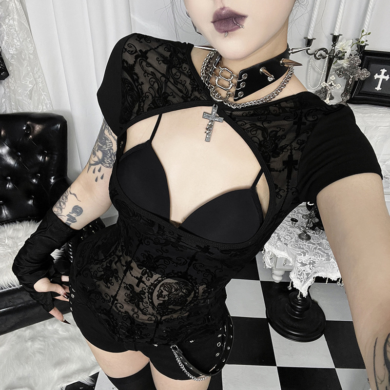 Xs26162 Dark Gothic Style Lace Camisole with Front and Back Wear Options 2026 New Gothic Style Dark Women's Top