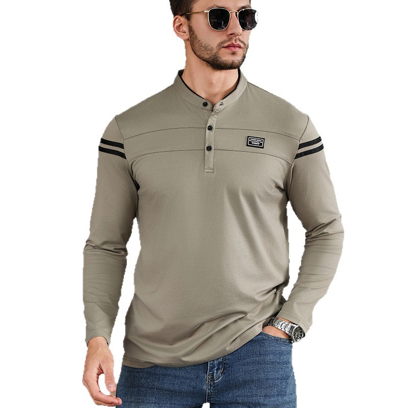 [Se puede agregar una etiqueta de lavado en inglés] Camiseta de manga larga de primavera Camiseta de algodón delgado Camisa de fondo Top Ropa de hombre coreano