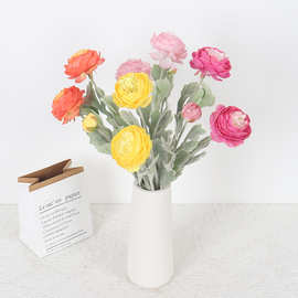 3头露莲仿真花植绒洋牡丹婚庆酒店宴会装饰插花假花道具摆件批发