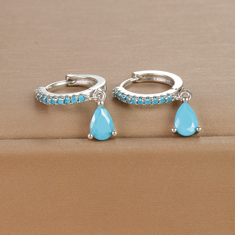 8g Weight 925 Sterling Silver Ear Needle Material Zircon Inlay Material Drop Earrings Classification 1 Pair Quantity Daily, Street Occasion Copper Material Water Droplets Pattern Women's Gender Plating, Inlay Design IG Style, Shiny Style 1 Pair IG Style Shiny Water Droplets Plating Inlay Copper Zircon Drop Earrings 5