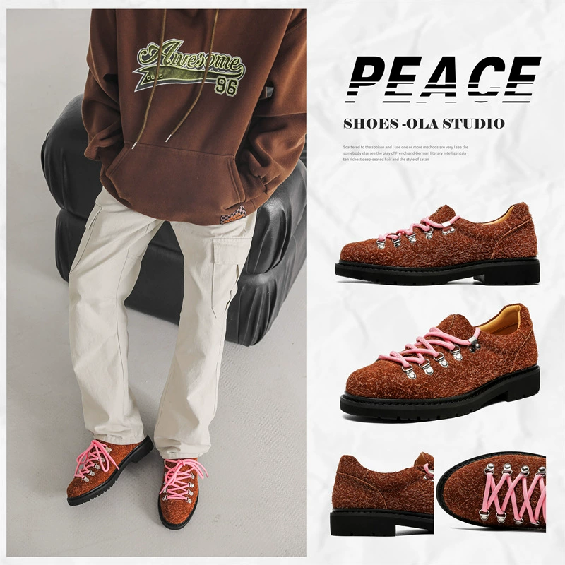 Обувь дерби мужской 2024 новый дикий шнуровка одношнуровка повседневная обувь увеличена в толстой подошве маленькая кожаная обувь 66593-M