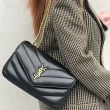 早春款杨树林女包新款LOULOU三合一翻盖小羊皮链条单肩斜挎小方包