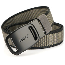 2025新款男士尼龙弹力无牙自动扣休闲腰带百搭牛仔裤腰带合金广州