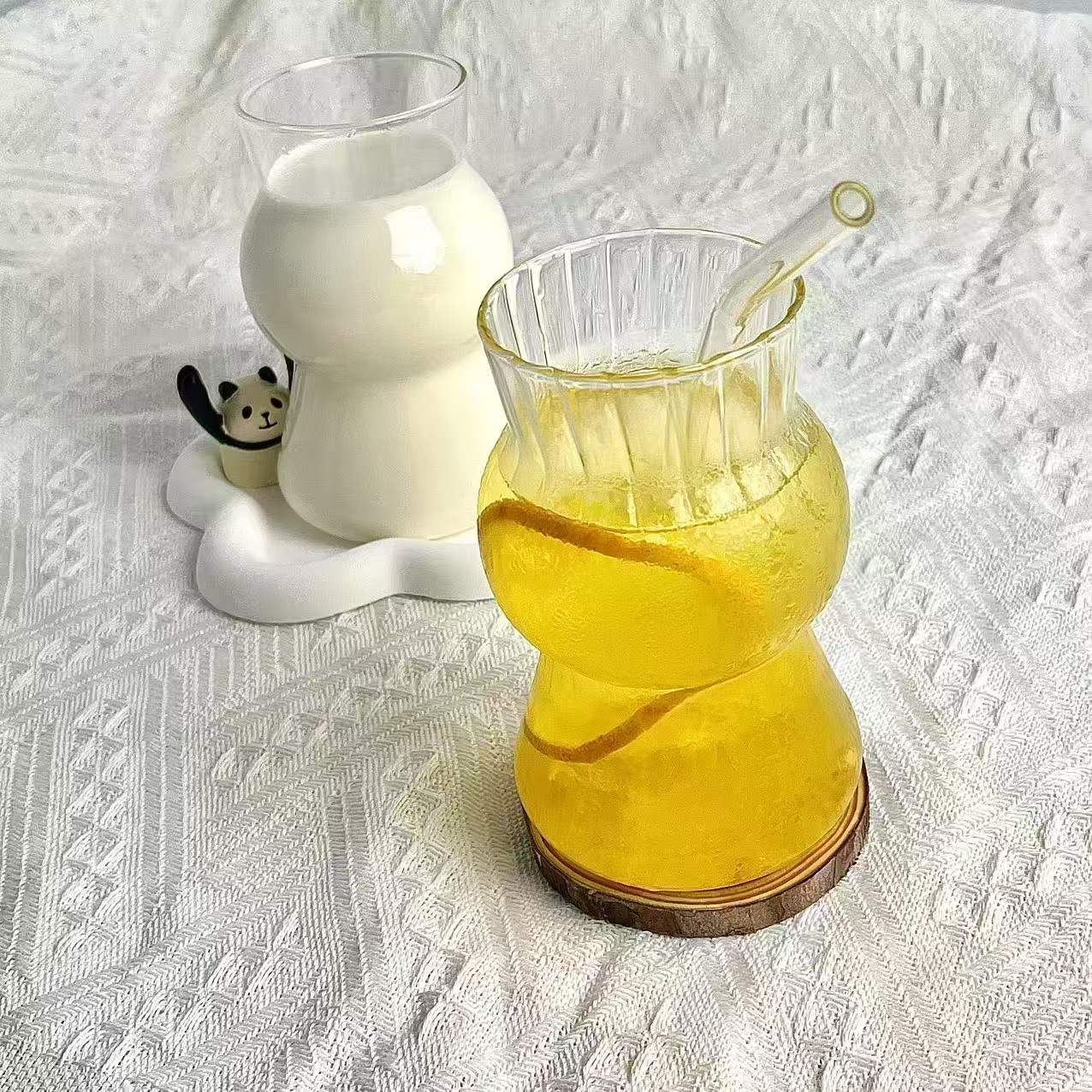 Linterna taza de paja taza de jugo taza de bebida fría taza de leche taza de rayas rojas taza de alta borosilicina taza de vidrio image 4