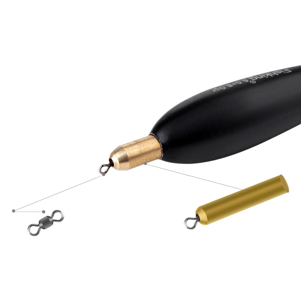 Flotadores de pesca Fishking para pesca en roca, cabeza de cobre con plomada, madera de abeto, gran flotabilidad, engrosados, juego de cuatro, venta al por mayor.