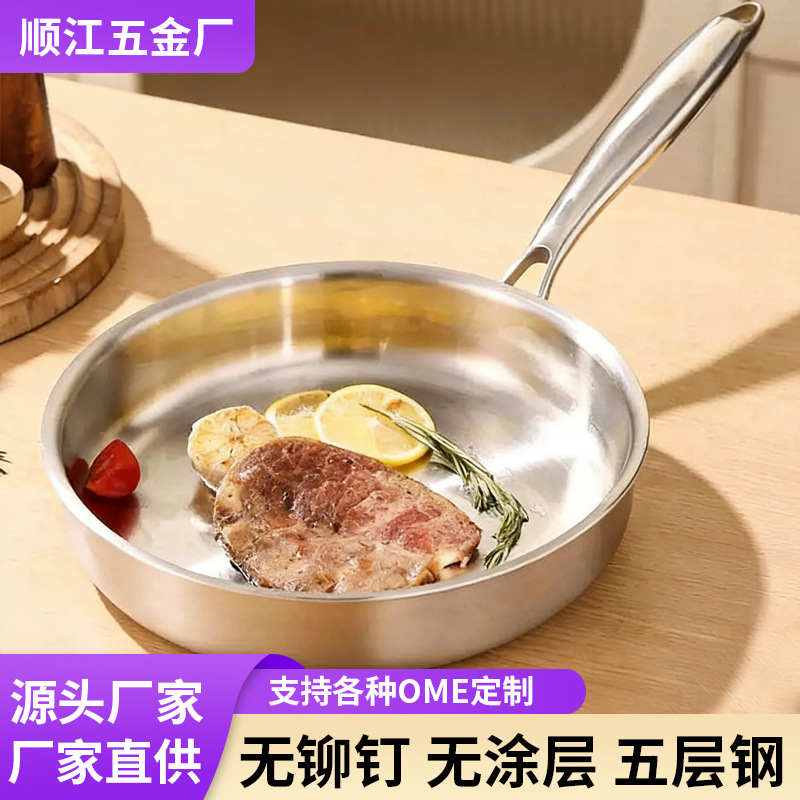 German Non-coated 316l Stainless Steel Frying Pan For Home Use,...