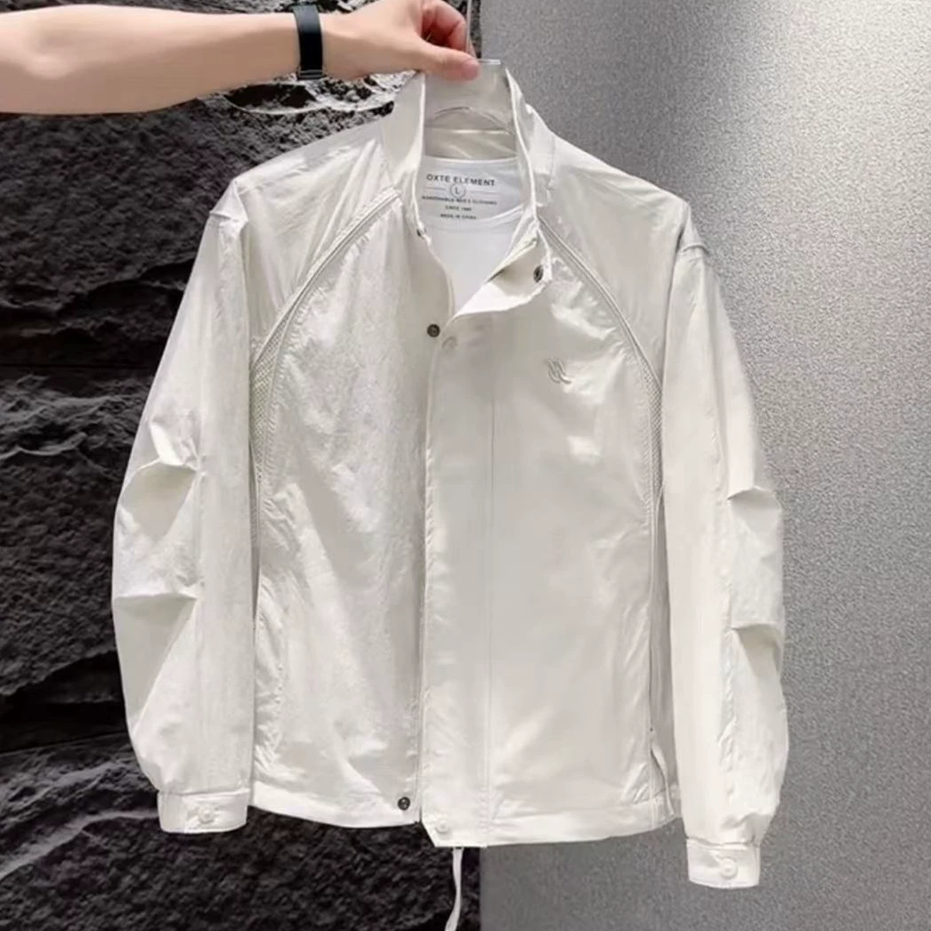 Весной и летом новый мужской простой дизайн на открытом воздухе воротник куртка куртка тонкий и дышащий универсальный солнцезащитный костюм топ