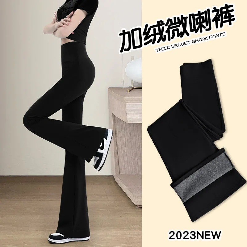 Weila Barbie pantalones ropa exterior de mujer Otoño e Invierno pantalones gruesos de tiburón forrados de lana pantalones de cintura alta pantalones de vientre adelgazantes pantalones de yoga ajustados mujeres