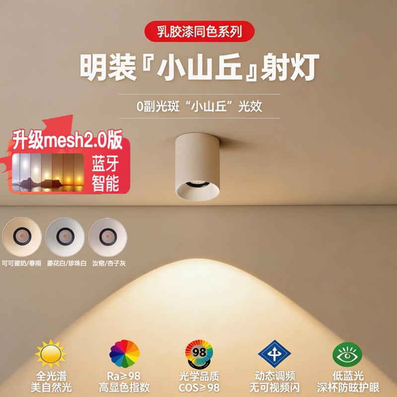 Cocoa-Colored Eggshell Surface-Mounted Anti-Glare Downlight with No-Drill Installation, Same-Color Latex Paint, Cream-Colored, Vintage Style, No Main Light Cocoa-Colored Eggshell Surface-Mounted Anti-Glare Downlight with No-Drill Installation, Same-Color Latex Paint, Cream-Colored, Vintage Style, No Main Light