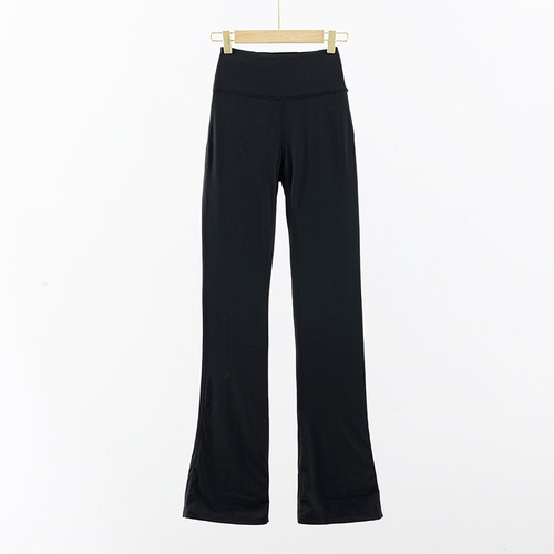Groove Yoga Bell Bottom Pants for Pear Shape, Tall Waist, Slightly Plump, Black Horseshoe Pants, Sporty, Slimming, Elastic