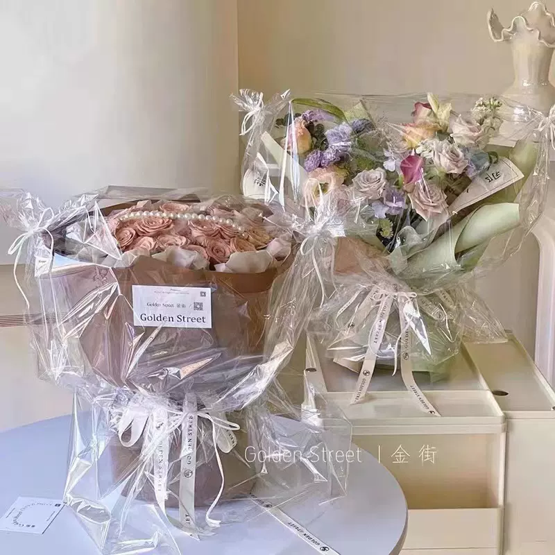 丽之然花束防风防尘保护袋高透防尘袋防水透明包花袋现货