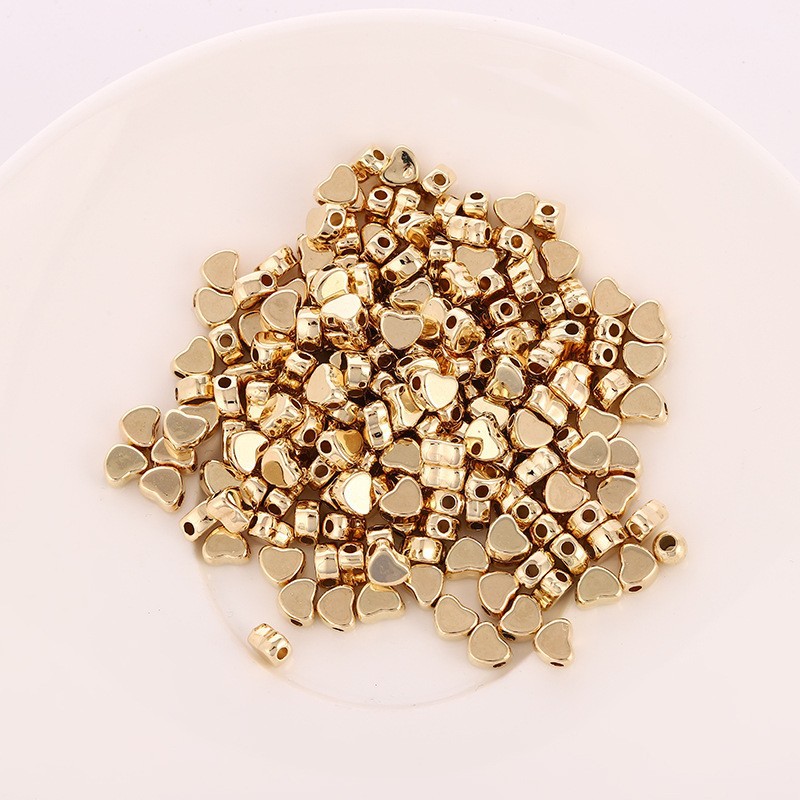 Ccb Beaded DIY Handmade Necklace Bracelet Spacer Beads with Horizontal Holes Heart-Shaped Spacer Beads DIY Jewelry Accessories Spacer Beads with Horizontal Holes Heart-Shaped