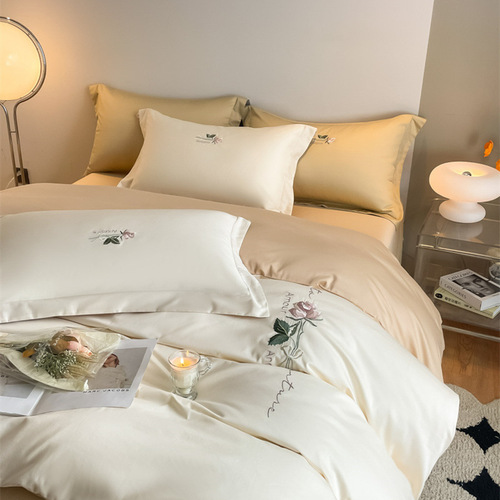 A-class 160-count luxury high-quality long-staple cotton four-piece set pure cotton sheet and duvet cover all-cotton bare sleep skin-friendly bedding set