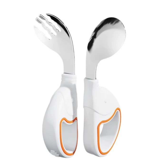 Children's spoon stainless steel, ring, set, silicone tableware for training for feeding