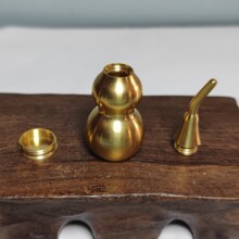 批发福禄可刻字创意摆件黄铜空心歪嘴葫芦手工挂件工艺品上开下开