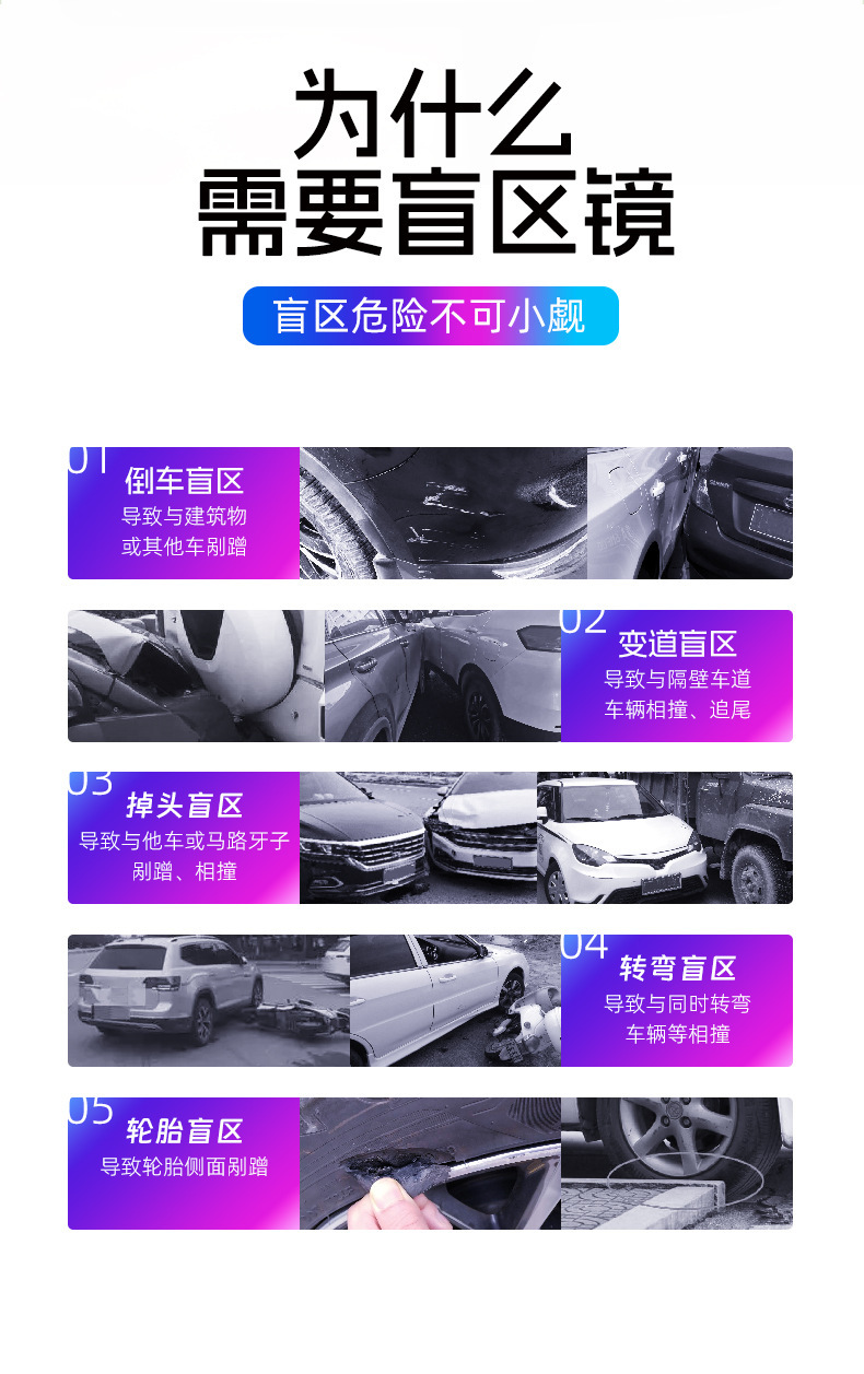 Cross-Border Car Rearview Mirror Modified with Large Field of View Reversing Auxiliary Coach Car Mirror Blind Spot Mirror Novice Driving Driving School Mirror