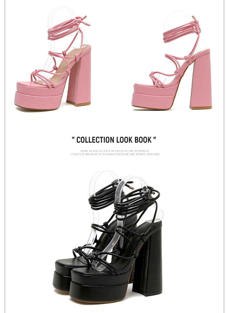 Sandal cao gót La Mã nữ quai dây mảnh, gót 9 cm, phong cách catwalk — Màu tím chi tiết 30