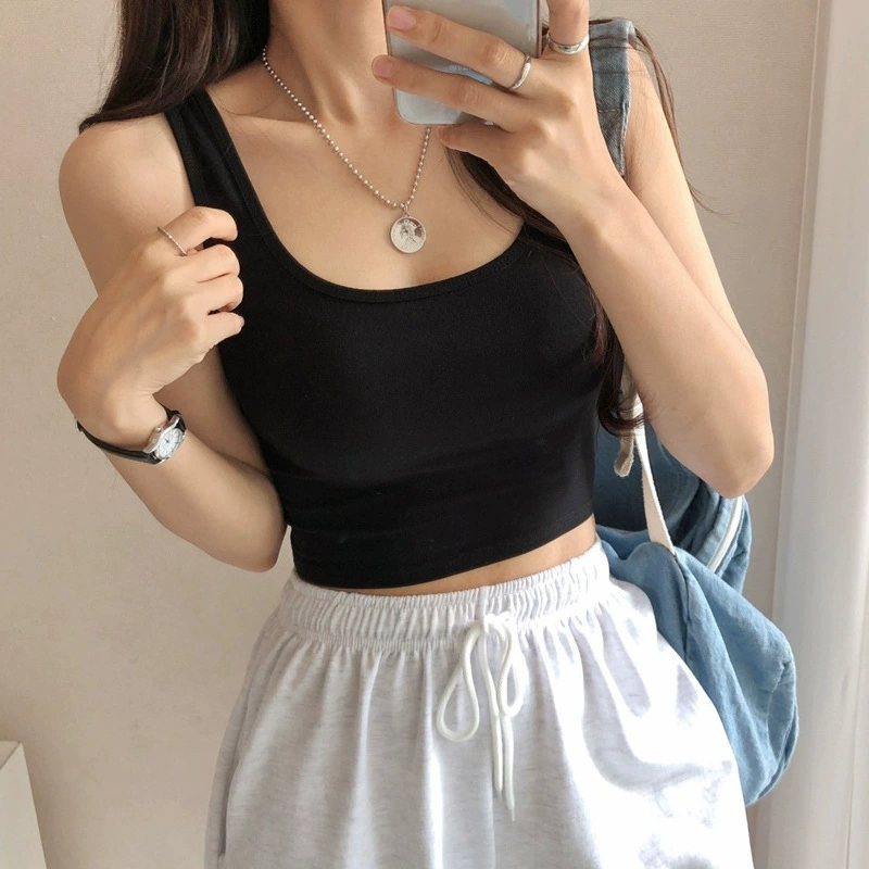 Хлопковый жилет женская летняя внутренняя одежда с коротким пупком плюс размер маленький Слинг без рукавов Плюс Размер без спинки Нижняя Верхняя одежда без рукавов