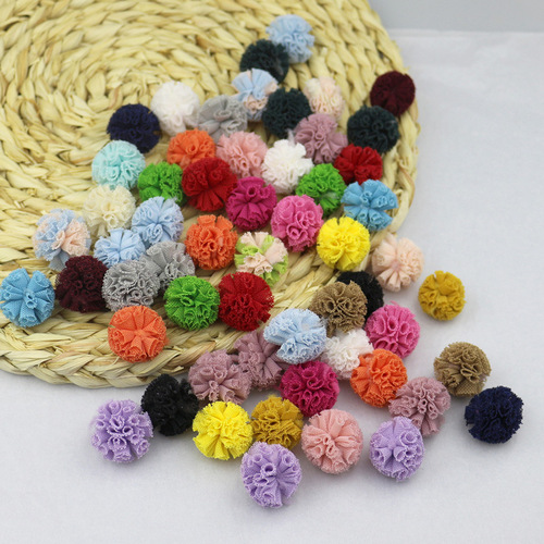 Wholesale 2.5cm Korean version elastic mesh ball DIY handmade lace pom pom children's hair accessories pom pom accessories