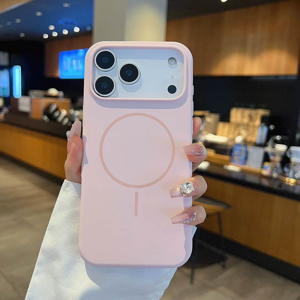 Силиконовый чехол (Apple) для iPhone 17 и совместимых, жидкий силикон, магнитное кольцо, защита от падений