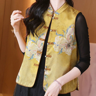 Western Style Fashion Middle-aged and Elderly Women's Clothing New Chinese Style National Style Early Spring New Vest Elegant Mom's Waistcoat Jacket