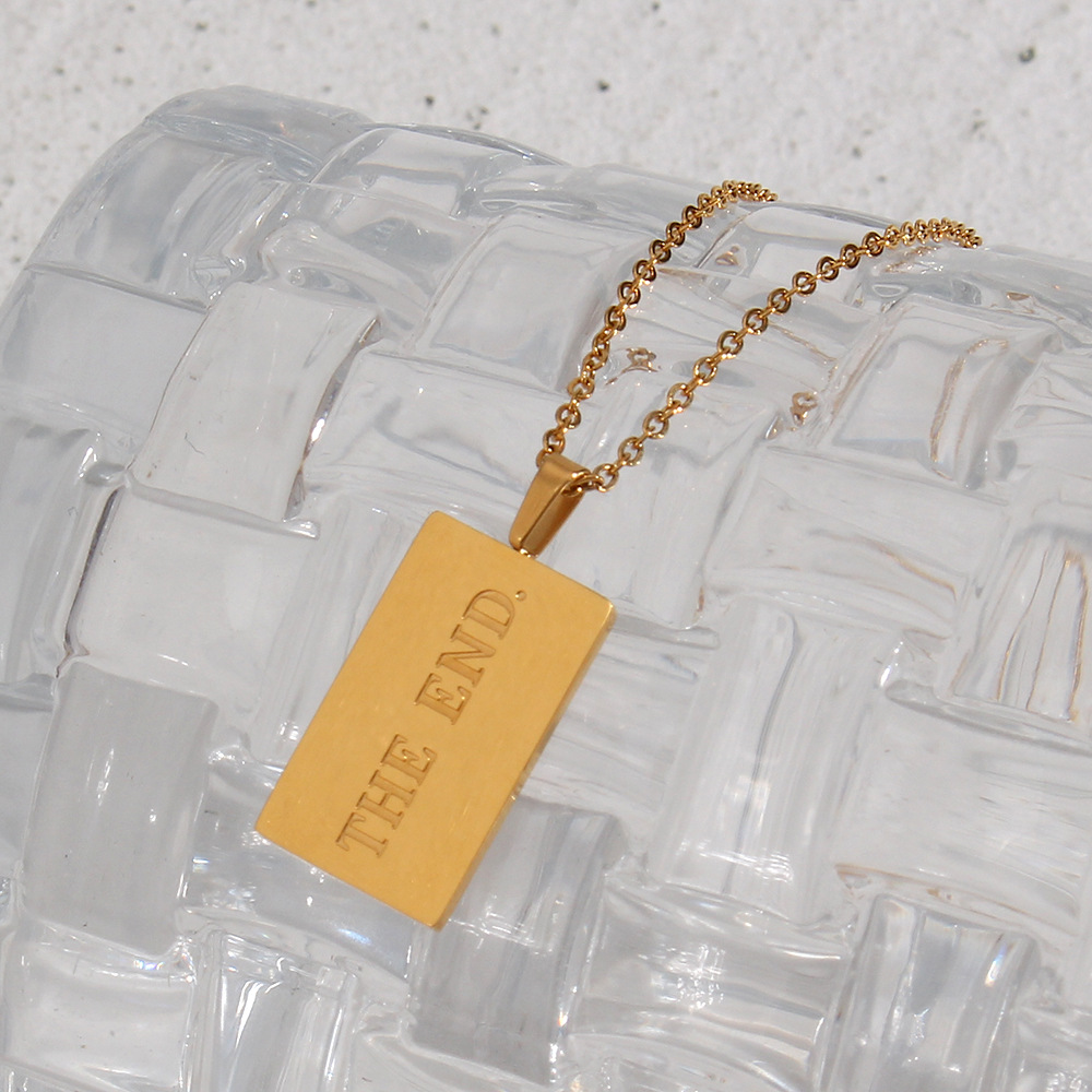 Retro Letter Square Stainless Steel Necklace Plating Stainless Steel Necklaces