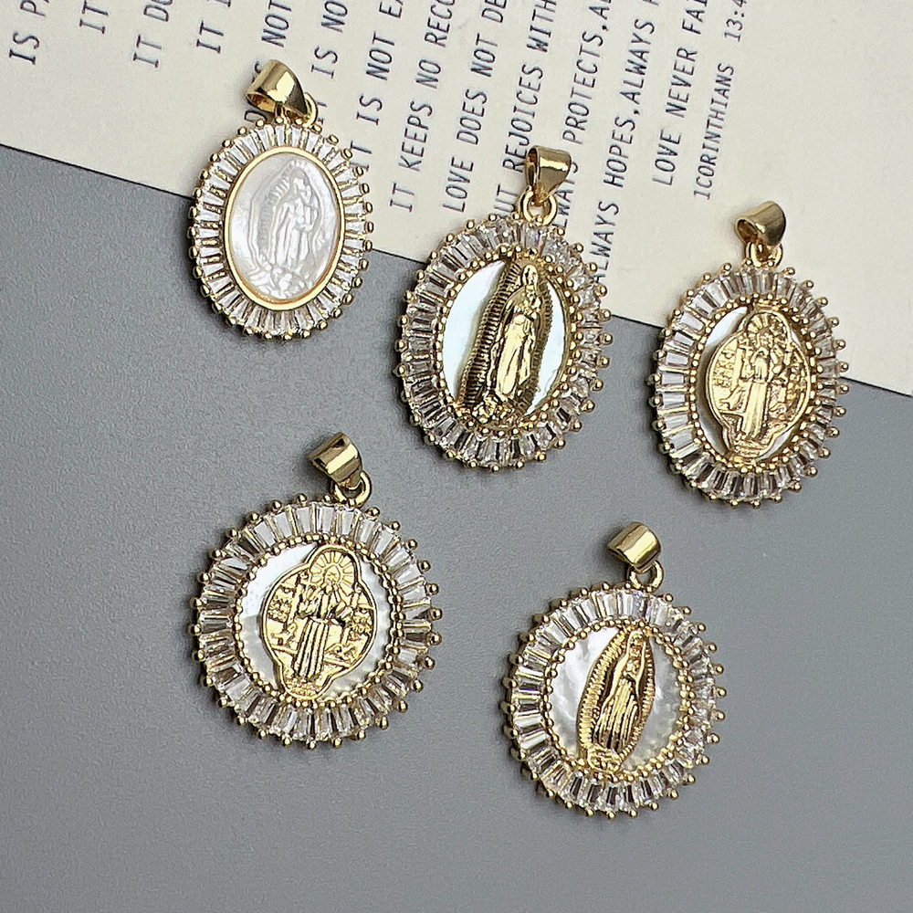 Shell, Zircon Inlay Material 1 Piece Copper Shell Zircon Human Pendant
